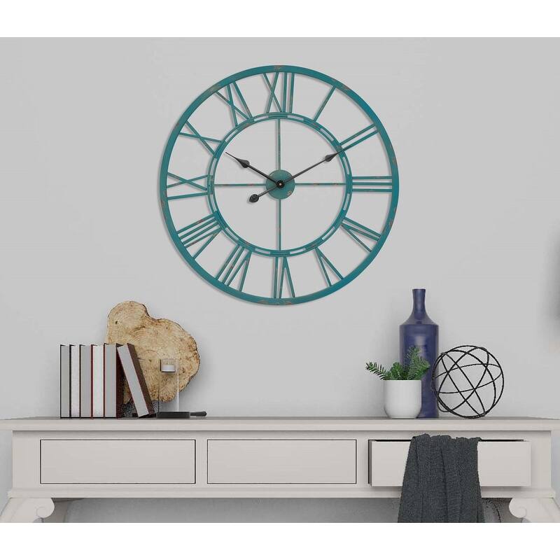 UTOPIA ALLEY Oversized Roman Round Wall Clock, Large Wall Clock, Big Clocks for Living Room Decor, 27 inch Diameter