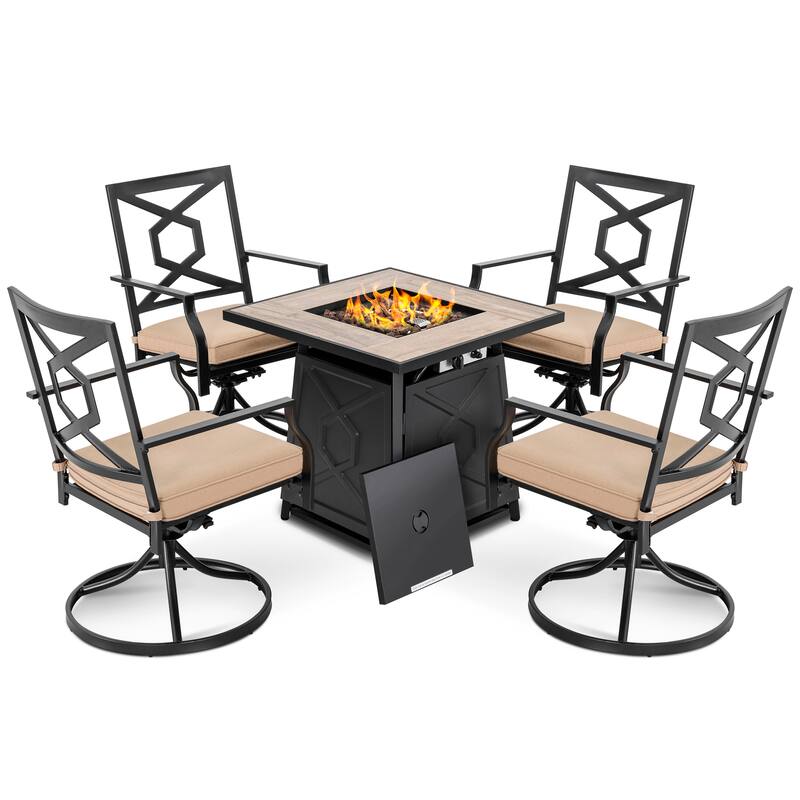 Nuu Garden 5-Piece Patio Furniture Set with Fire Pit Table - 5 PCS