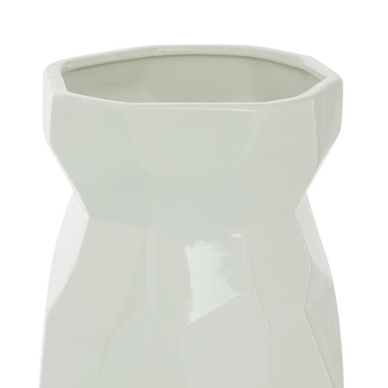 CosmoLiving by Cosmopolitan White Ceramic Geometric Vase