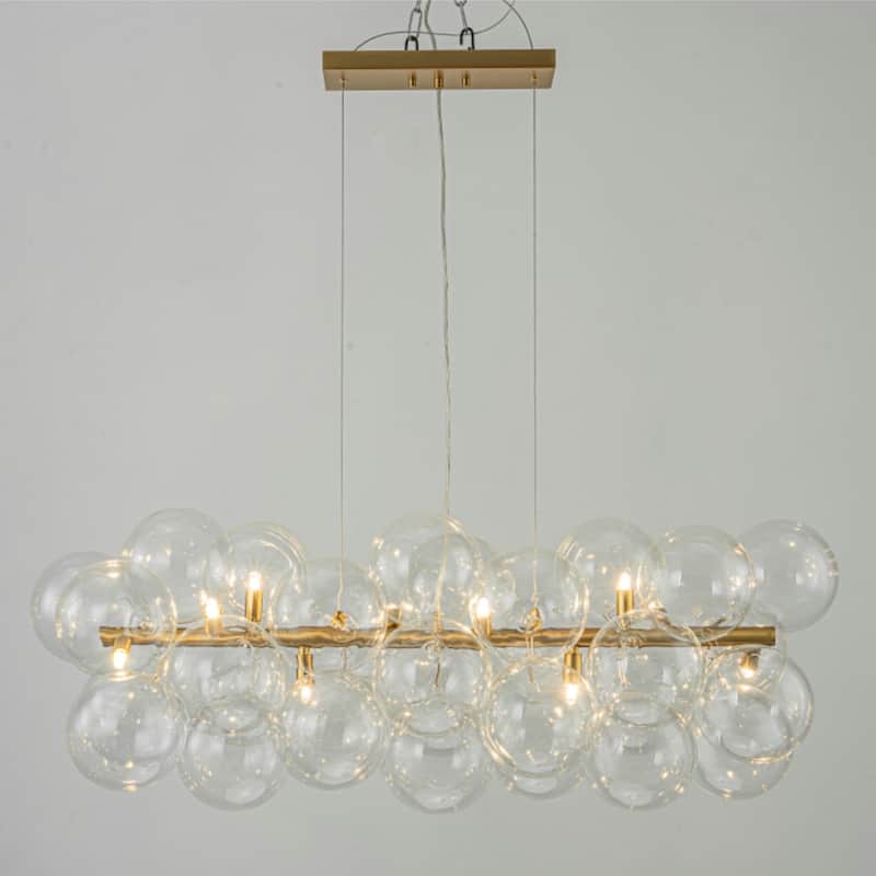 Modern 42" Large Glass Sputnik Bubble Chandelier Cluster Smoked Linear Chandelier - W42.1"