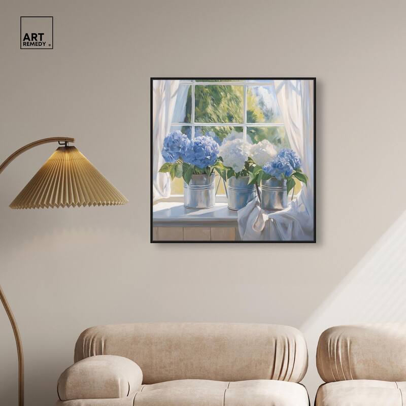 Sunlit Hydrangeas Canvas by Art Remedy