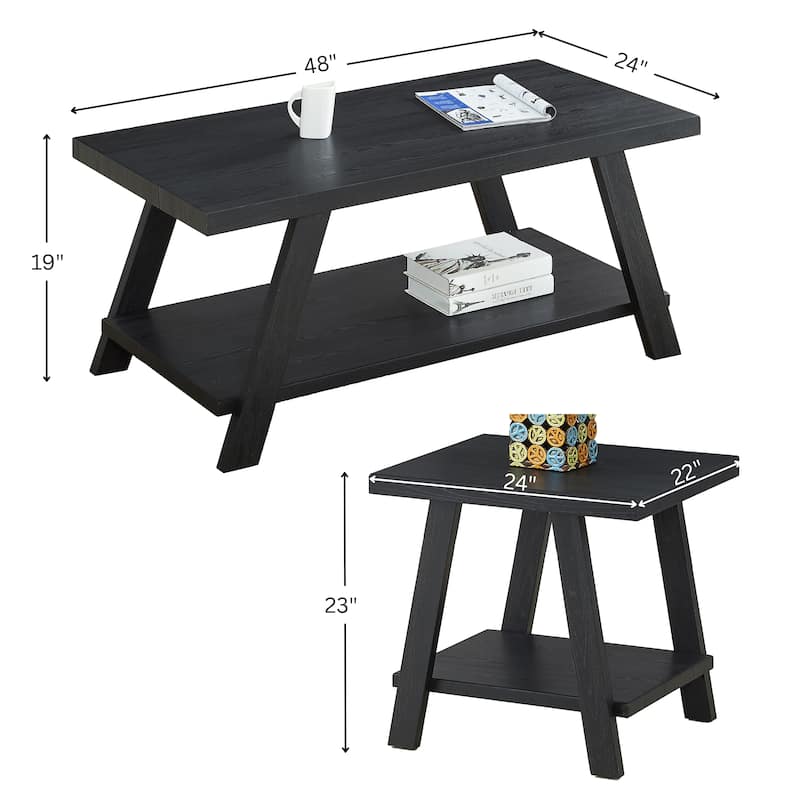 Roundhill Furniture Athens Contemporary 3-pc. Replicated Wood Shelf Table Set