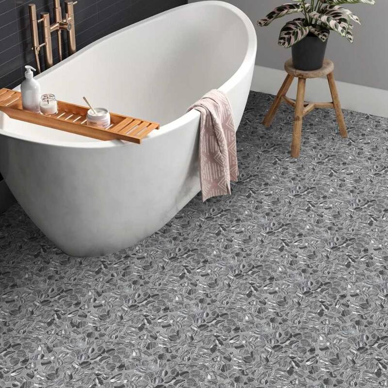 The Tile Life Recycled Cenote Pebble 13x13 Graphite Glass Floor & Wall Tile