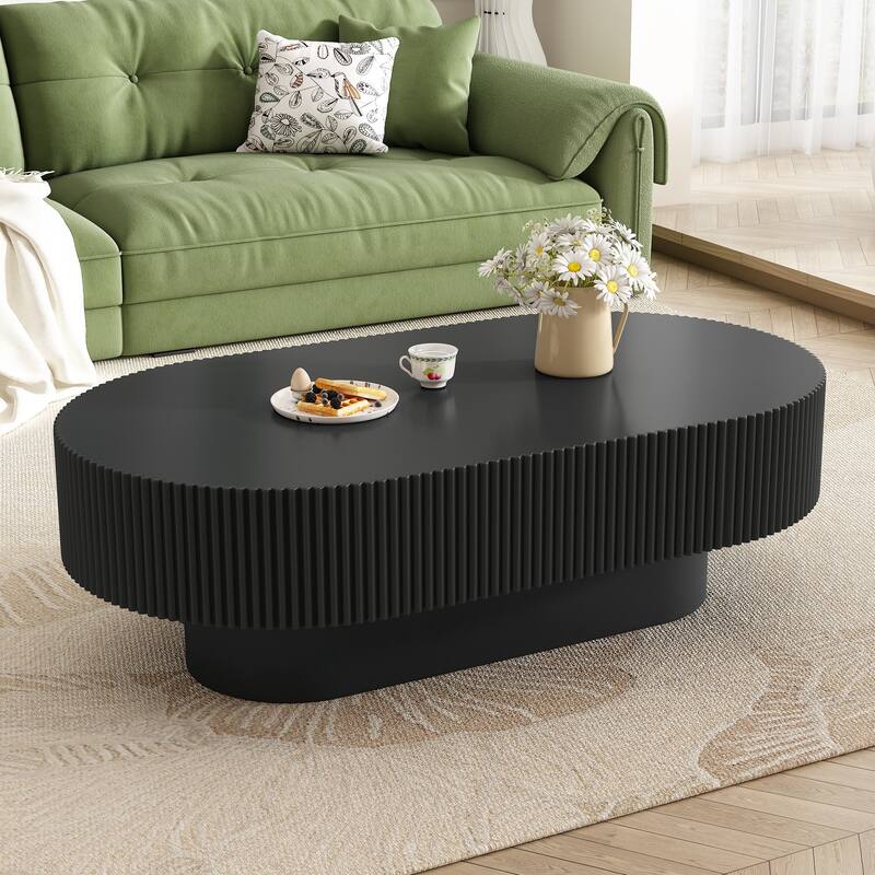 Modern Round Drum Coffee Table with Sturdy Base