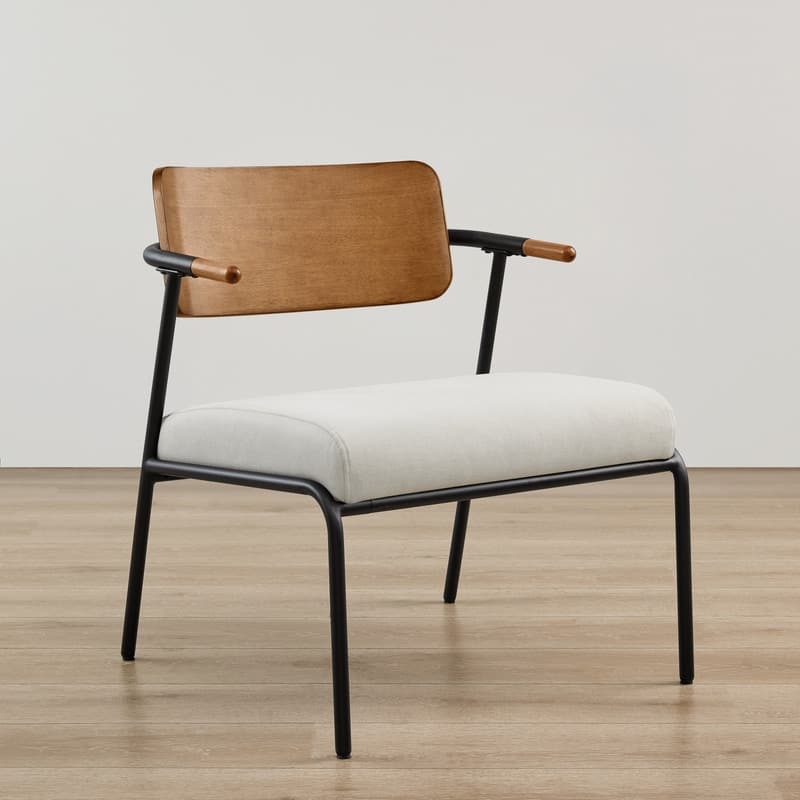 Cassie Upholstered Accent Chair with Metal Frame&Wood Back