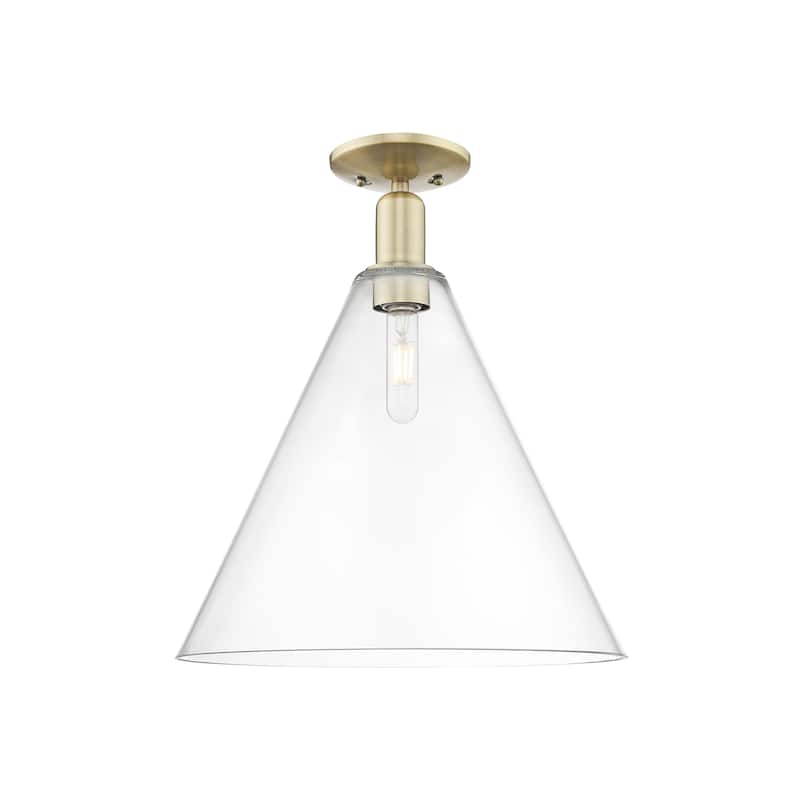 Innovations Lighting Endless Possibilities Arcadia - Berkshire Glass - 1 Light 16" Semi-Flush Mount with Clear Shade - Antique Brass/Clear