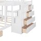 preview thumbnail 11 of 9, Full Over Twin & Twin Bunk Bed with Drawers, Triple Bunk Bed with Guardrails, Pine Wooden Bed with Staircase, White