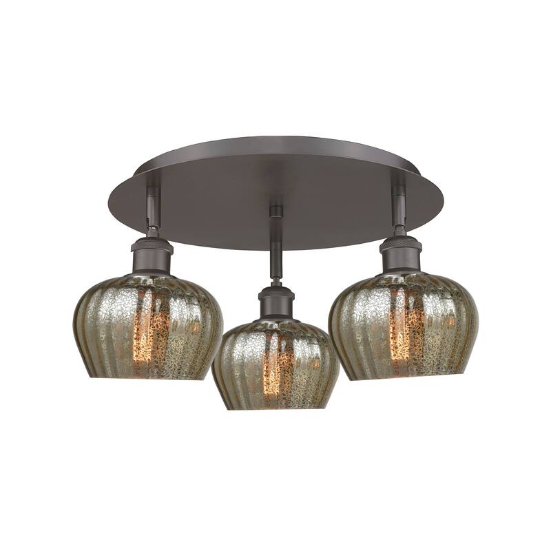 Innovations Lighting Fenton - 3 Light 18" Flush Mount - Mercury/Oil Rubbed Bronze