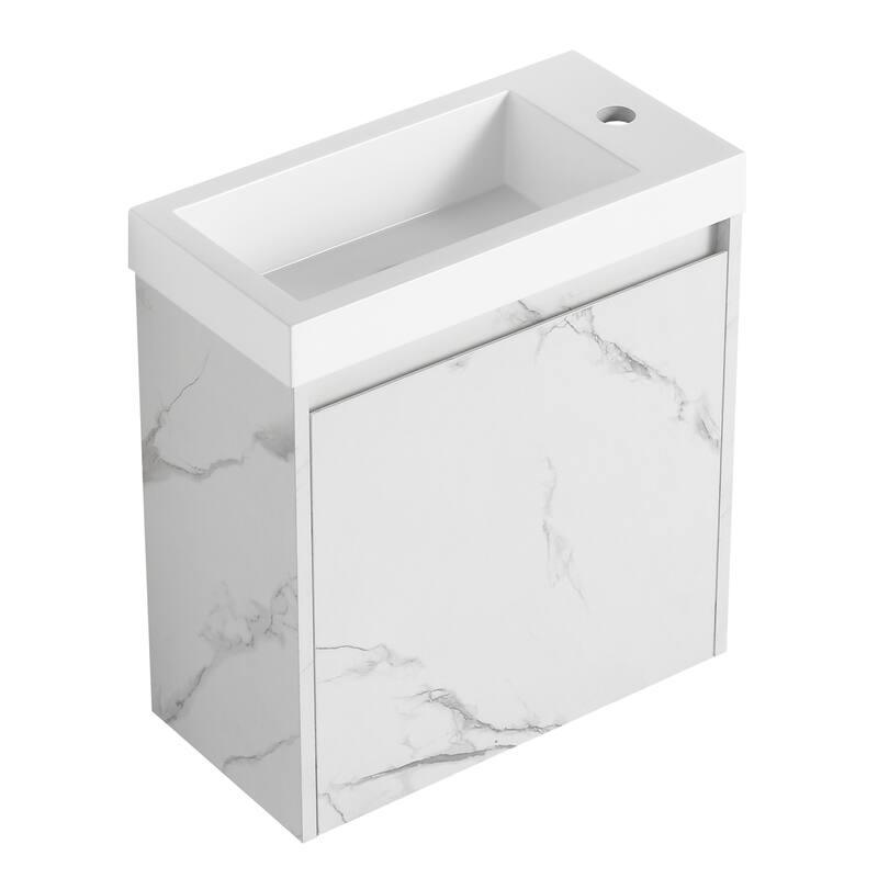 GDFStudio - Milo Modern Wall-Mounted Bathroom Vanity with White Resin Sink and Soft-Close Cabinet Door