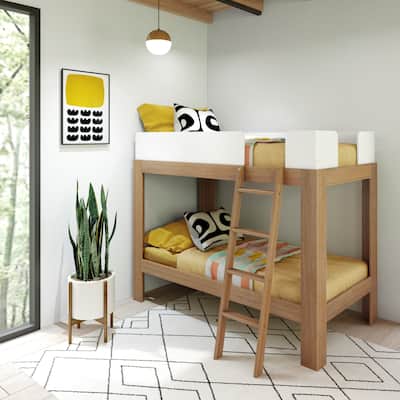 Max and Lily Mid-Century Modern Twin over Twin Bunk Bed
