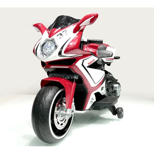 slide 2 of 9, Electric motorcycle/ 12V Kids toys car/electric ride on toys with Training Wheels/manual throttle/Lightting wheels - Red Red