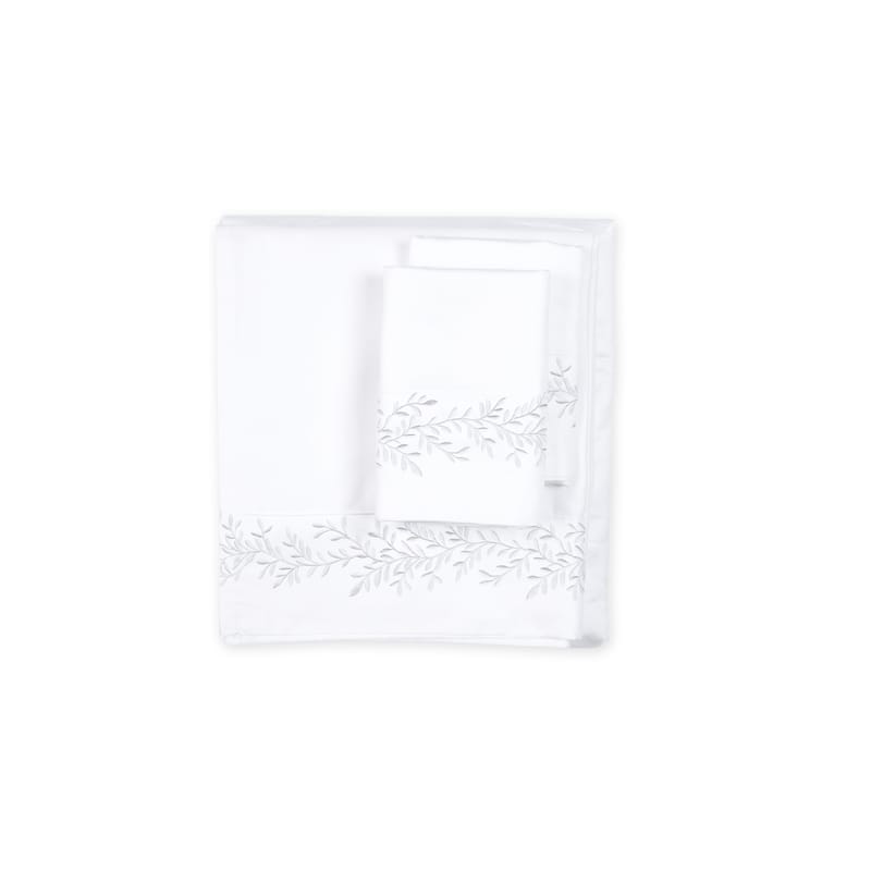 Home Sweet Home Collection 600TC Cotton Floral Vine Embroidery Sheet Set - 3 colors - White - King