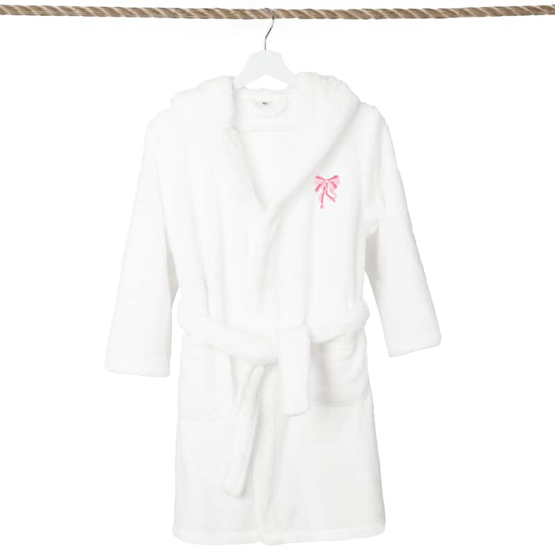Sweet Kids 100% Polyester SUPER PLUSH Double Brushed Hooded Bathrobe - BOW