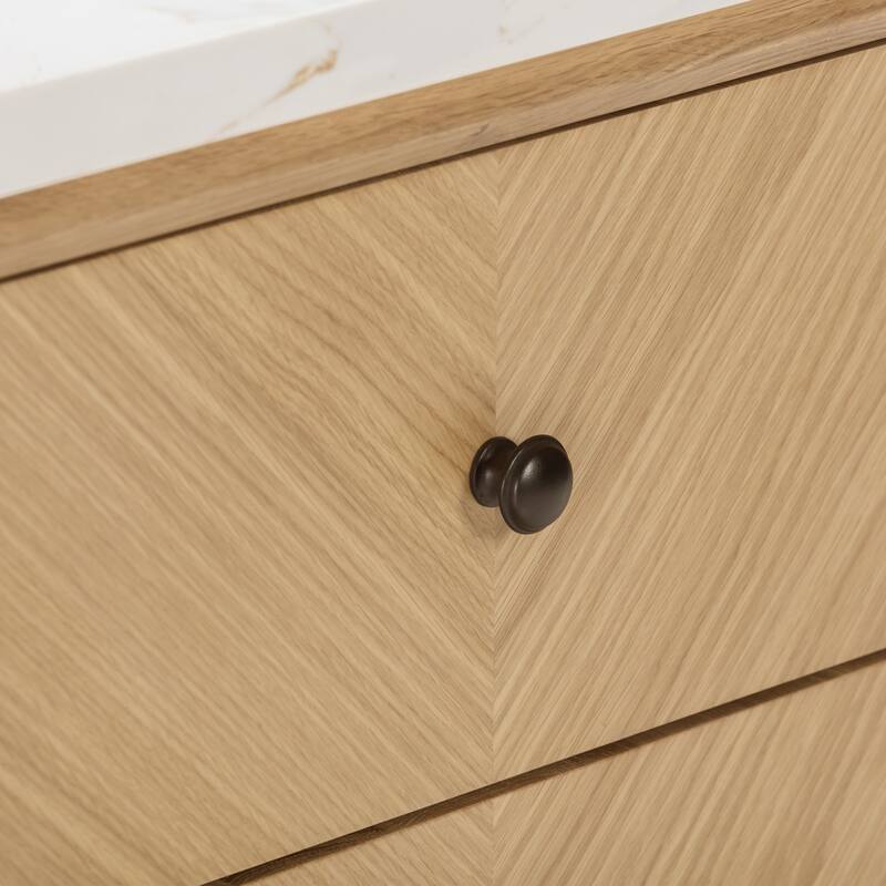Avanity Adele 73 in. Vanity Combo in Natural Oak finish with Calacatta Quartz Top