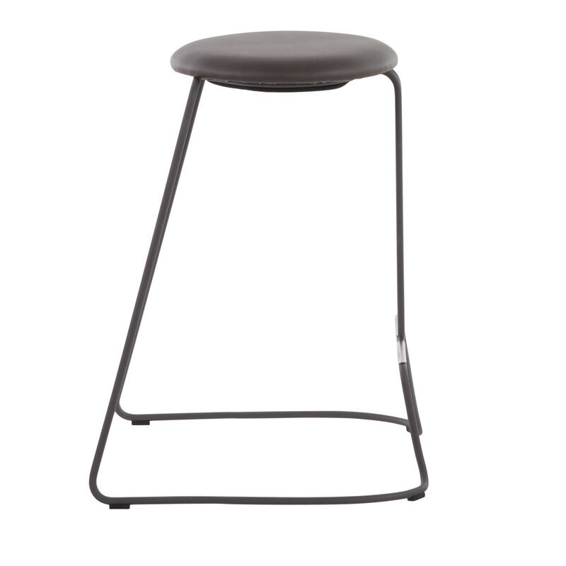 Finn Contemporary Counter Stool in Grey Steel and Light Grey Fabric - Set of 2 - 19.5"Lx18"Wx25.75"H
