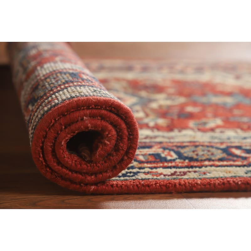 Hand Knotted Oriental 100% Wool Carpet Traditional Medallion Oranges & Rust Heriz (serapi) Area Rug - 5' 1'' X 3' 0''