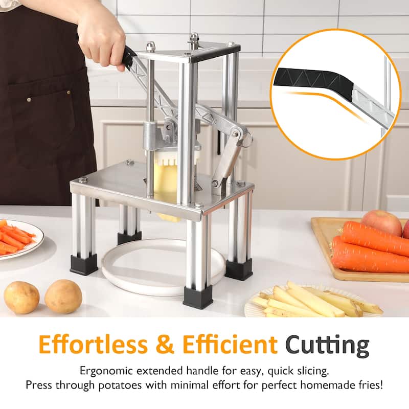 French Fry Cutter with 1/2 Inch and 3/8 Inch Blades, Stainless Steel