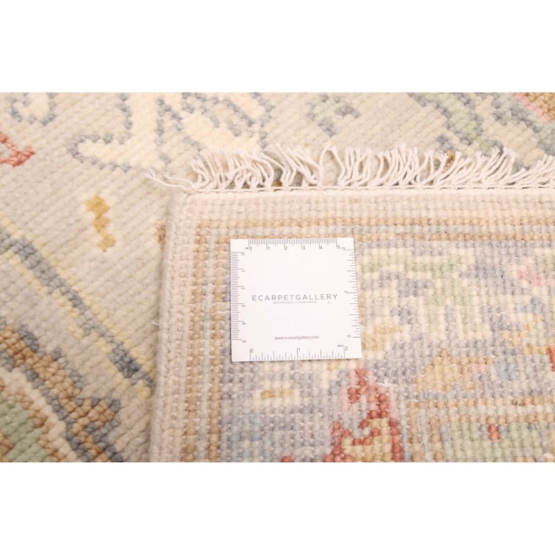 ECARPETGALLERY Hand-knotted Modern Oushak Light Grey Wool Rug - 2'7 x 8'1