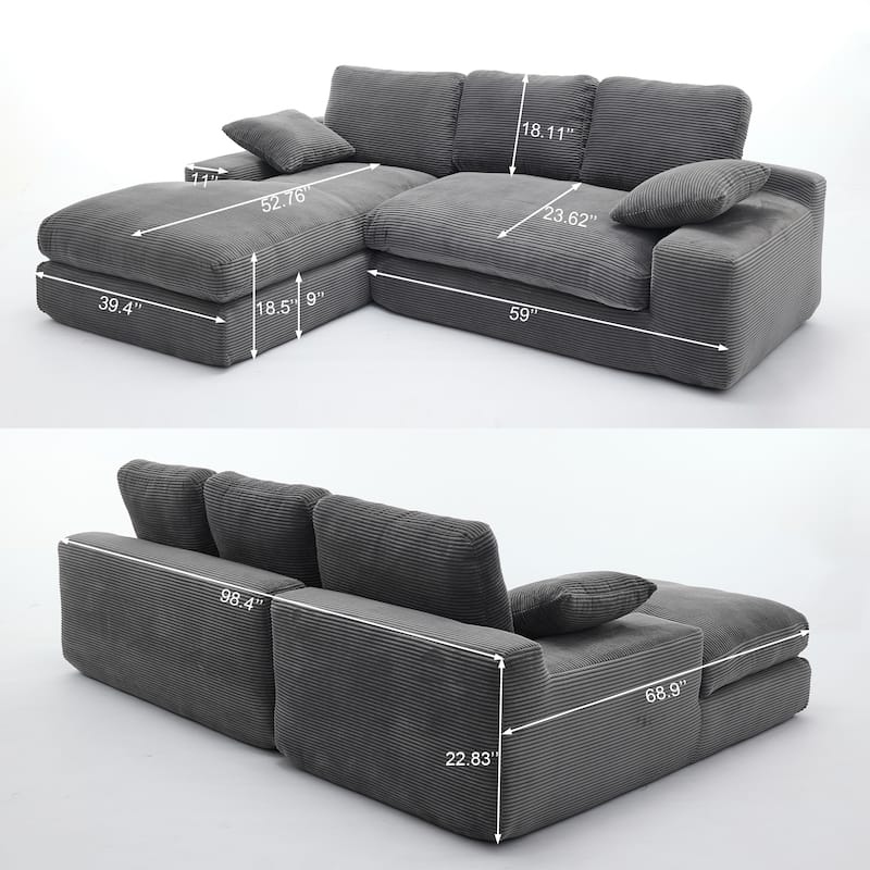 98.4" L-Shaped 4-Seat Modular Sofa