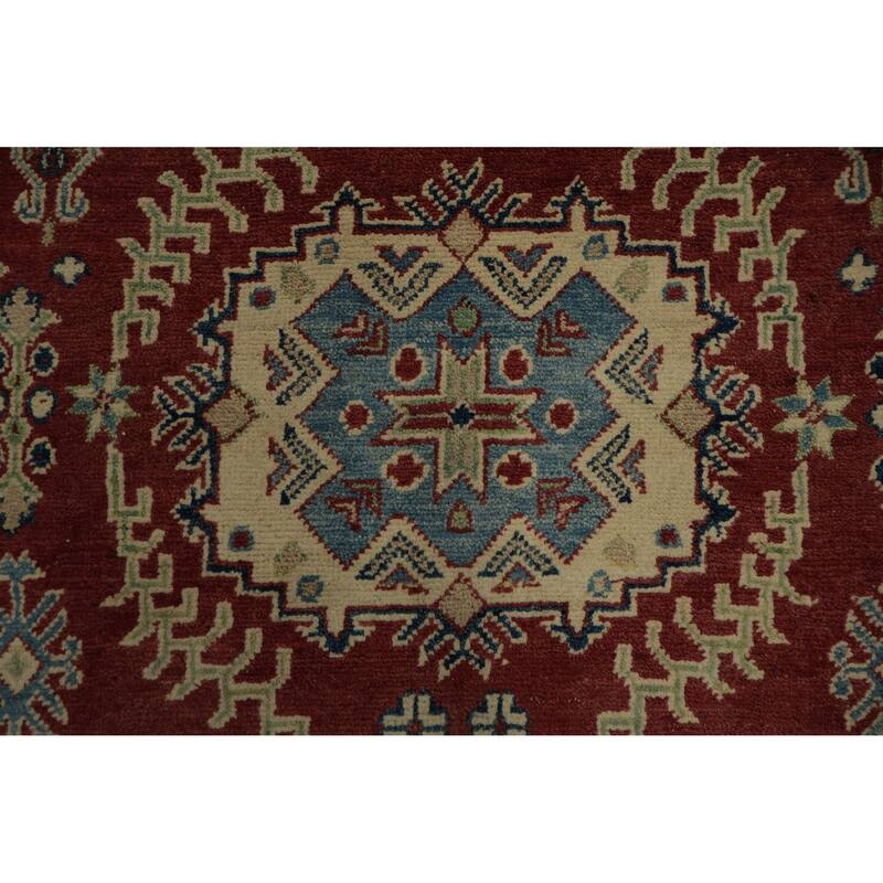 Hand Knotted Oriental 100% Wool Carpet Traditional Medallion Red Kazak Area Rug - 6' 5'' X 4' 0''
