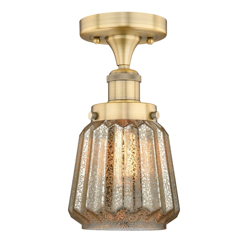 Innovations Lighting Chatham - 1 Light 7" Semi-Flush Mount - Mercury/Brushed Brass