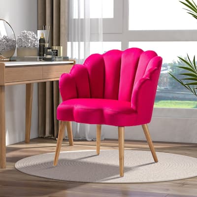 Eleanora Morden Scalloped Velvet Arm Chair with Tufted Back by HULALA HOME