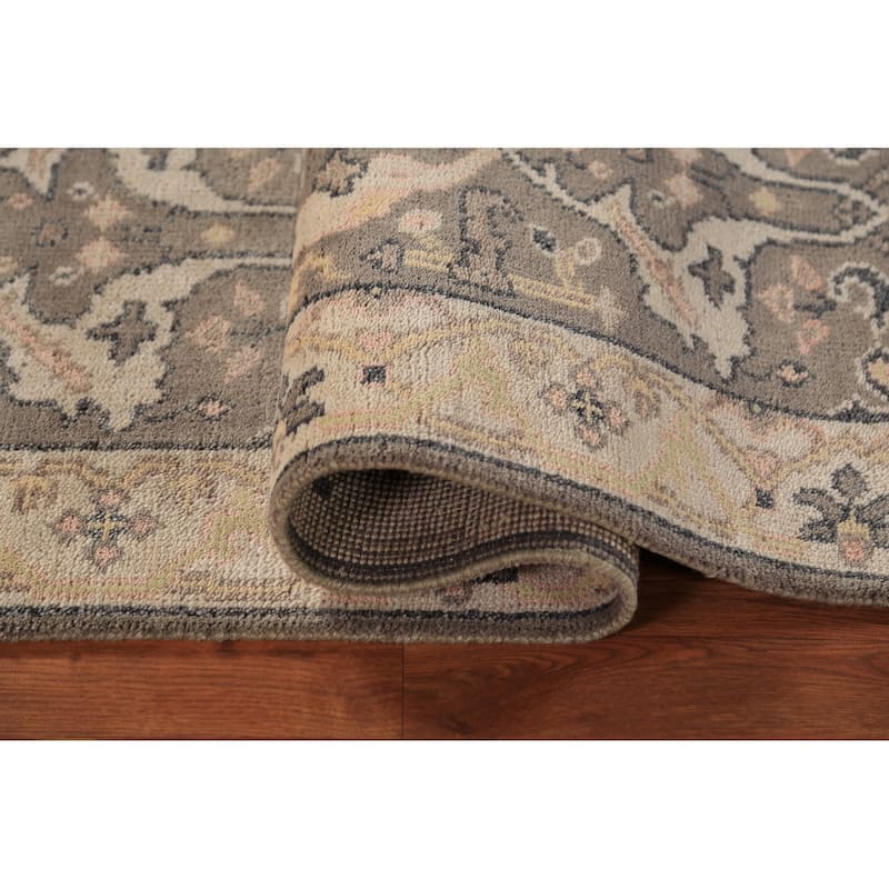 Gray & Ivory Oushak Indian Runner Rug Handmade Wool Carpet - 2'6"x 9'9"