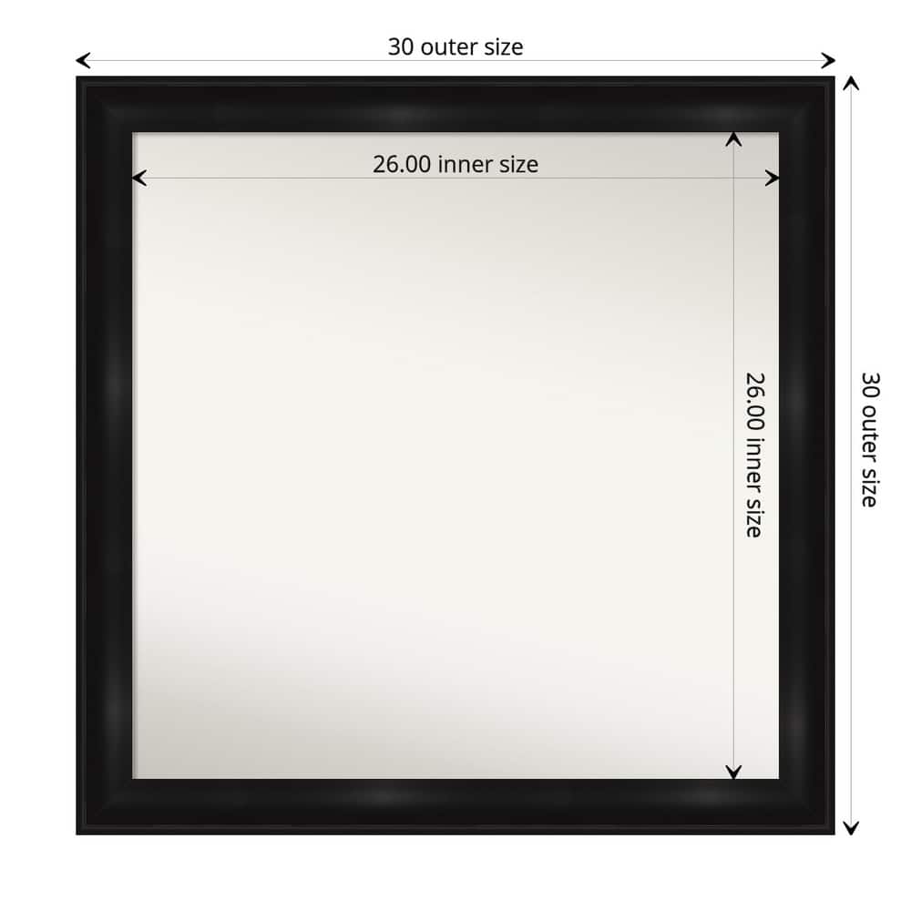 Non-Beveled Bathroom Wall Mirror - Grand Black Narrow Frame