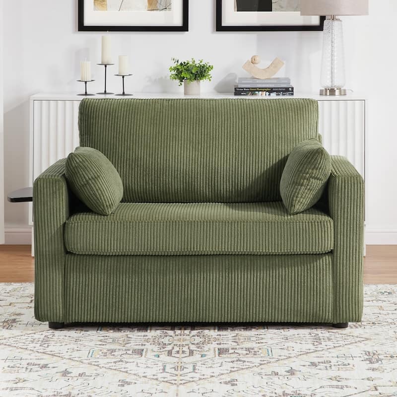 Sleeper Sofa Loveseat Sofa with a Foldable Mattress and Storage Pocket and Two USB Ports - 2 Seat