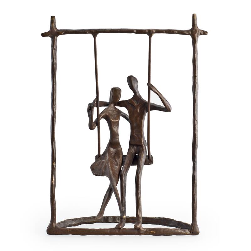 Handcrafted Couple on a Swing Figurine - 9" - Bronze