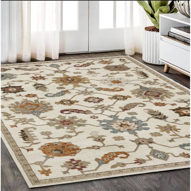 HomeRoots Oriental Traditional Rectangle Area Rug - 90.55 in. x 62.99 in.  x 0.55 in.