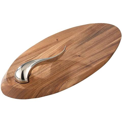 Nambe Swoop Cheese Board with Knife