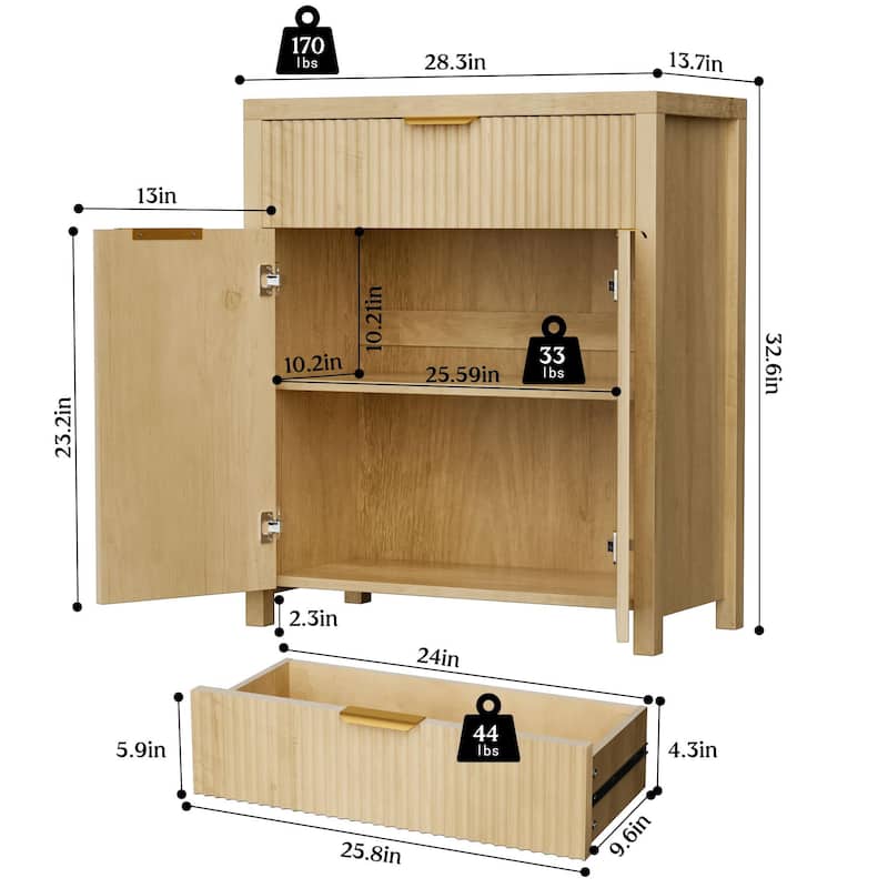 28"Sideboard Kitchen Buffet Cabinet with Drawer and Adjustable Shelf