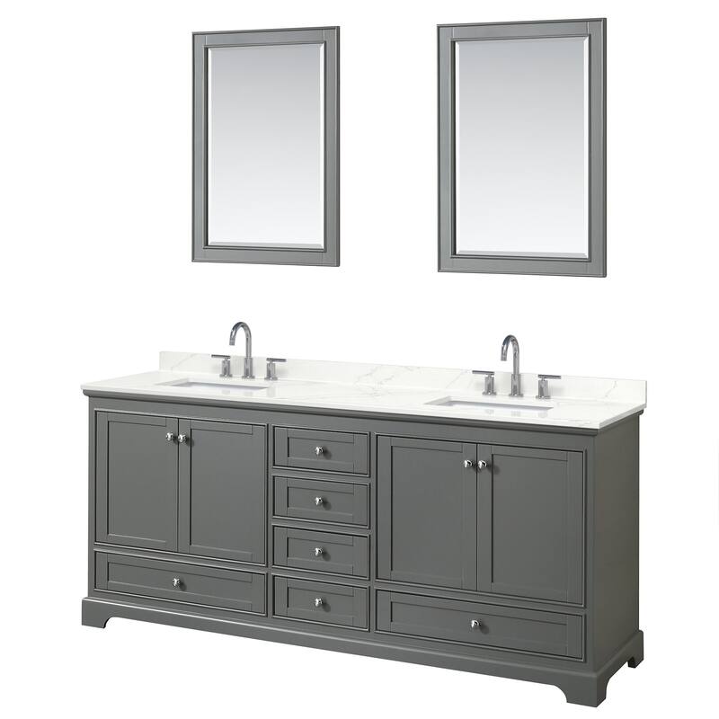 Wyndham Collection WCS202080D-QTZ-US3M24 Deborah 80" Free Standing - Dark Gray / Giotto Quartz Top / Polished Chrome