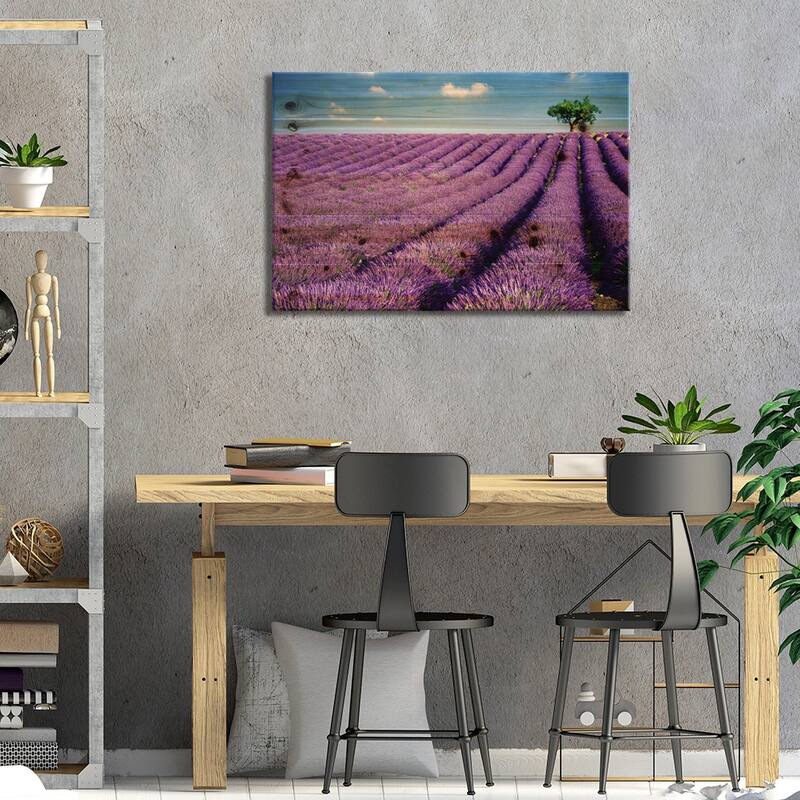Lavender Field And Tree In Summer, Provence, France Print On Wood by Matteo Colombo - Multi-Color