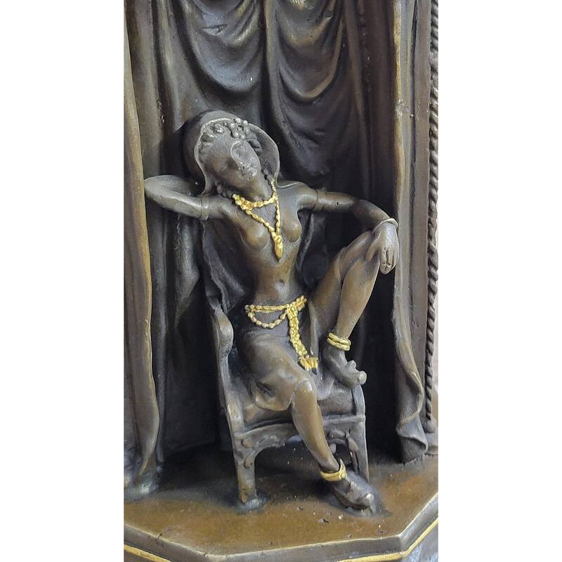 Peeping Ali Arabic Turkish Harem Bronze Statue Sculpture Figure By Franz Bergman 14 Inches X 8 Inches