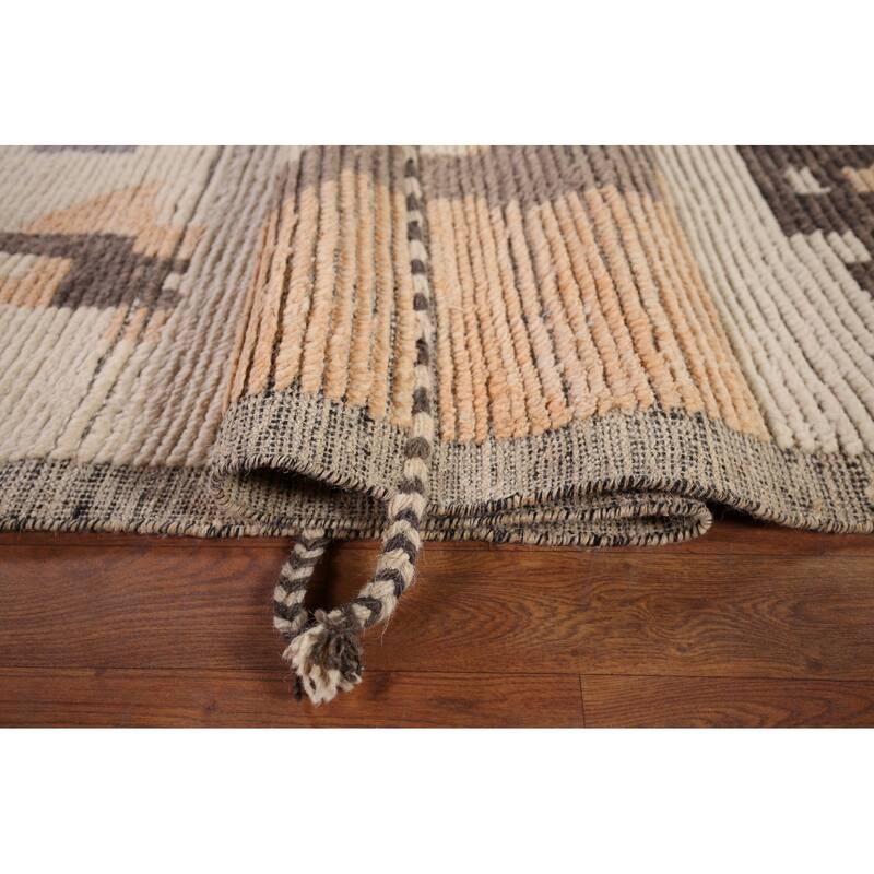 Modern Moroccan Abstract Area Rug Handmade Wool Carpet - 8'10"x 12'7"