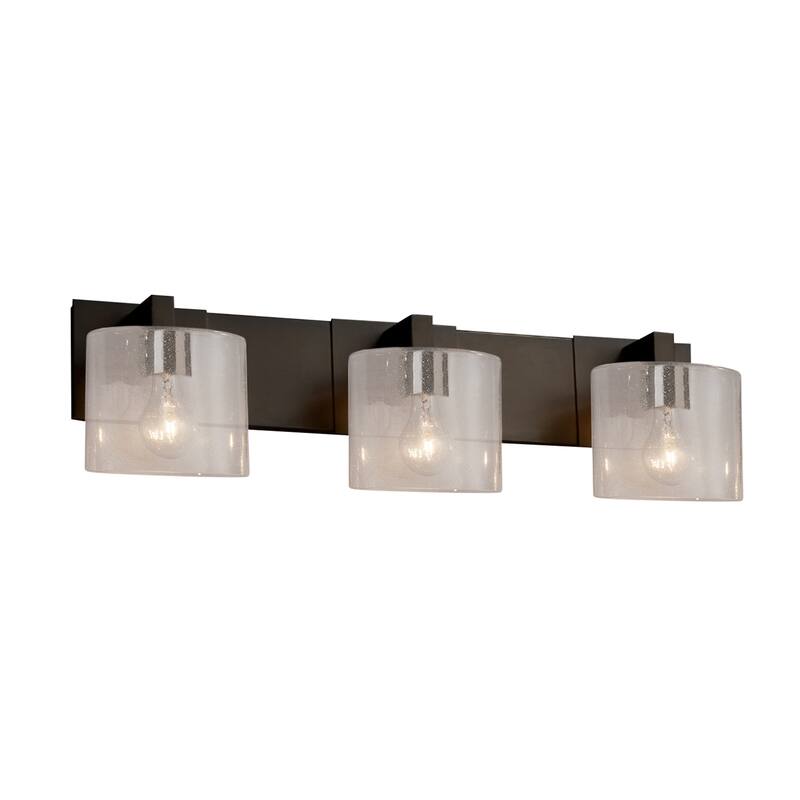 Justice Design Fusion Modular 4-light Dark Bronze Bath Bar, Seeded Oval Shade