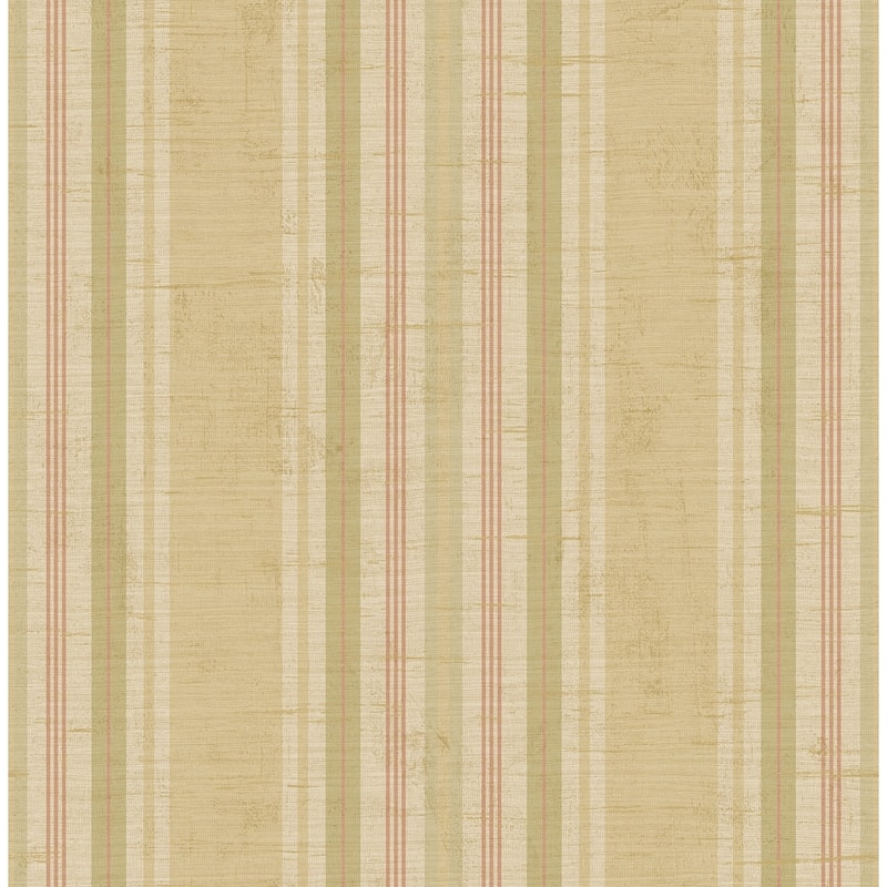 Seabrook Designs Noelle Linen Stripe Unpasted Wallpaper - 20.5 in. W x 33 ft. L - Metallic Khaki & Fern