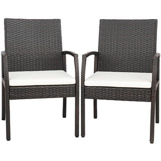 Outsunny 6 Pieces Outdoor PE Rattan Garden Furniture Set with Three-seat, Armchairs and Footstools, Patio Wicker Dining Sets w/Glass Top Dining Table, Soft Cushion, Mixed Brown main image 1