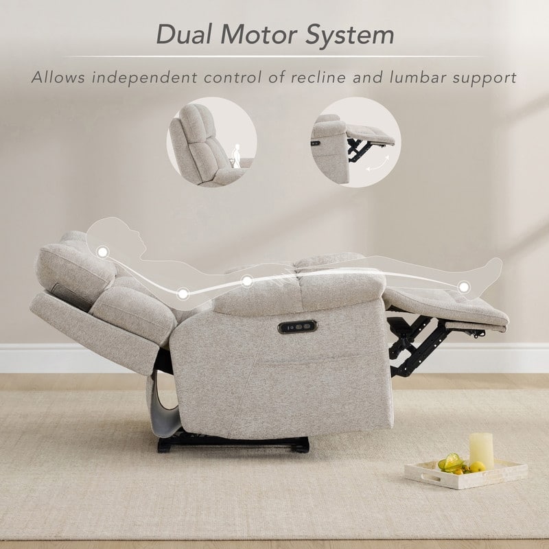 Spruce & Spring Power Lay Flat Nursery Recliner with Bluetooth Speakers and Power Lumbar Support