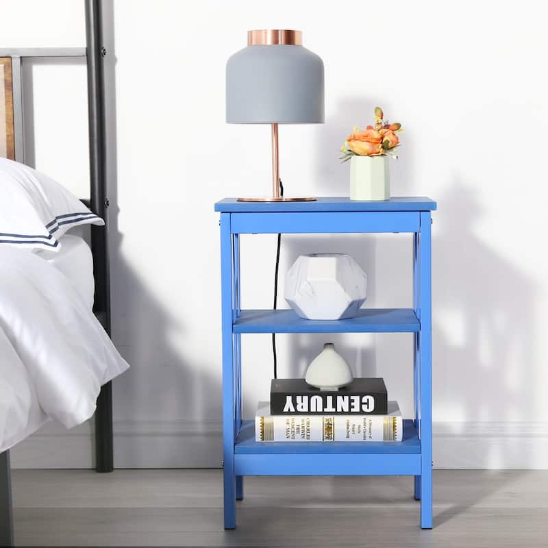Modern Nightstand with 3-Tier Storage Shelves