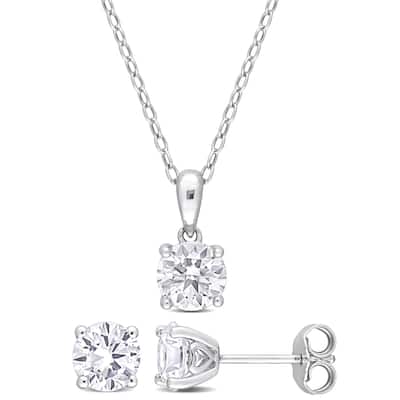 Miadora 3ct TGW White Topaz 2-Piece Set of Necklace and Earrings Sterling Silver