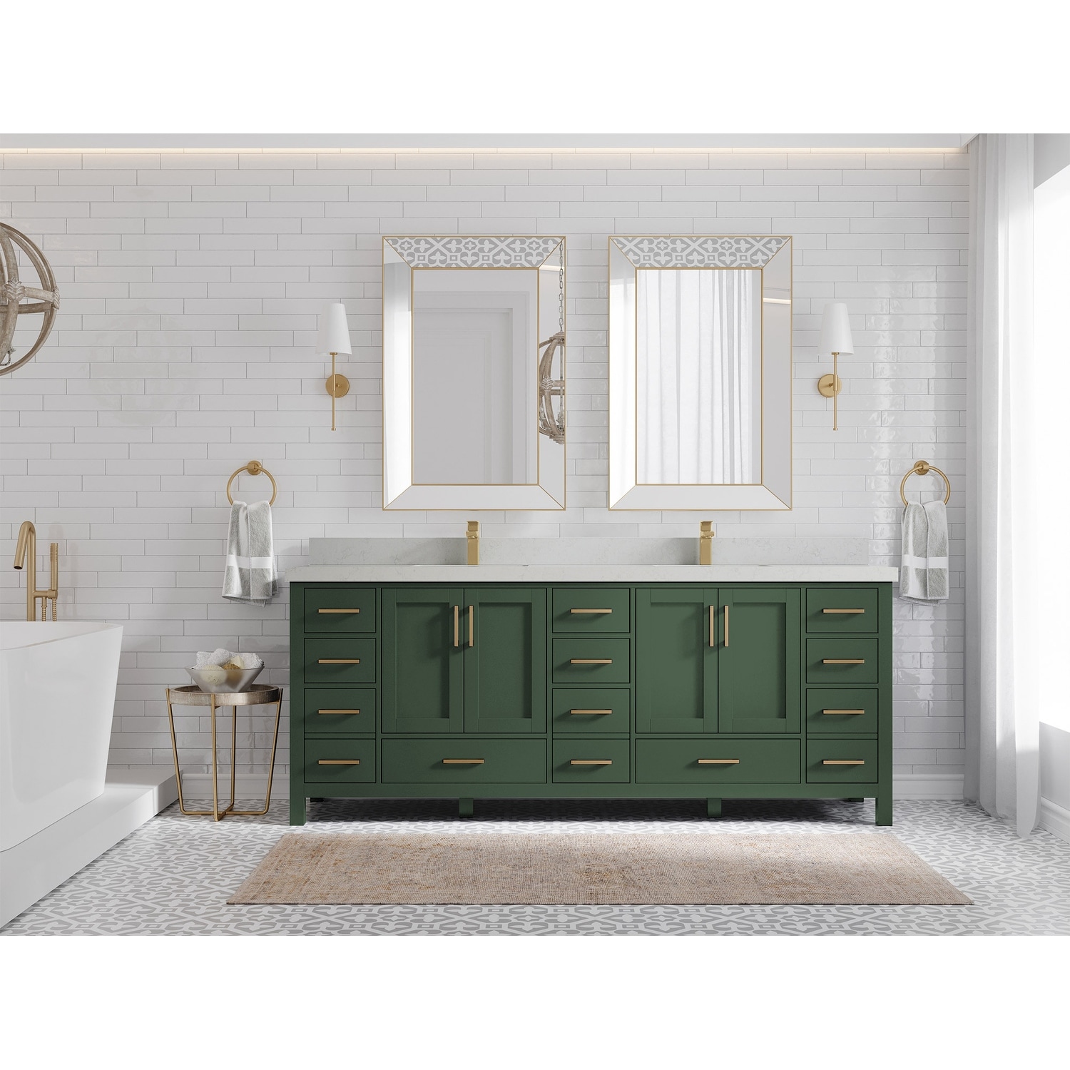 Willow Collection 84 in. W x 22 in. D Malibu Double Sink Bathroom Vanity with Countertop