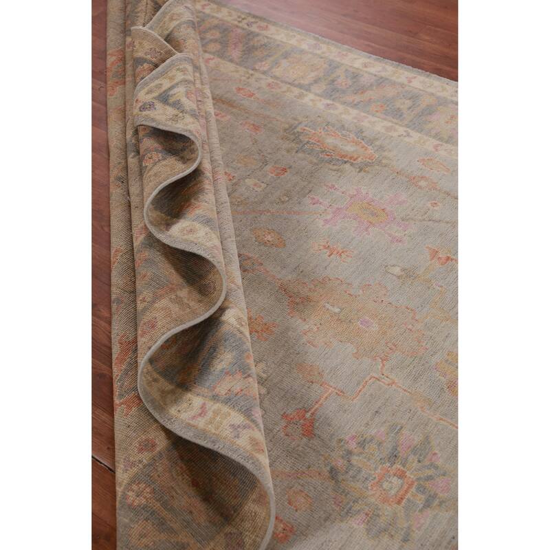 Hand Knotted Oriental 100% Wool Carpet Transitional All-Over Greys & Charcoal Oushak Area Rug - 8' 10'' X 5' 10''
