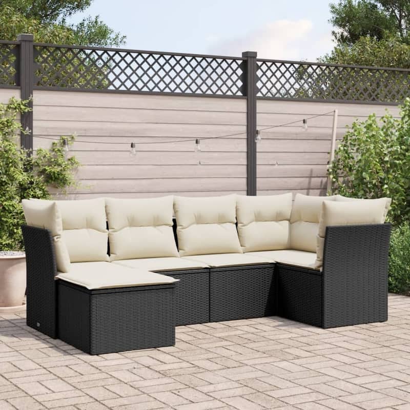vidaXL Garden Sofa Set Black, Cream White - 21.7 x 21.7 x 14.6