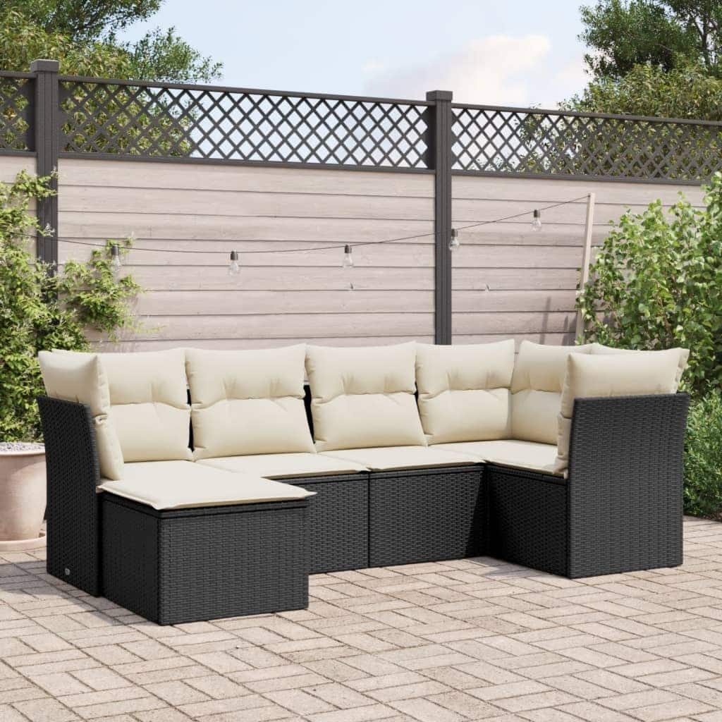 vidaXL Garden Sofa Set Black, Cream White - 21.7 x 21.7 x 14.6