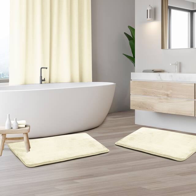 Clara Clark Ultra Soft Plush Bathroom Rug - Non-Slip, Velvet, Memory Foam Bath Mat - Set of 2
