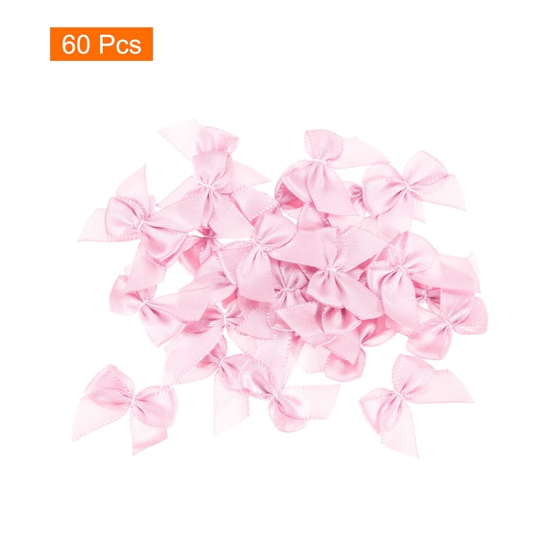 60Pcs Mini Ribbon Bow 1" Mini Fabric Satin Ribbon Flower Bows Craft