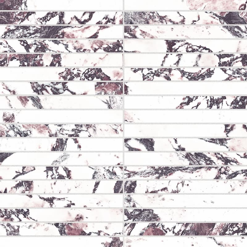 Merola Tile Touche Brick Stacked Rubis 11-3/4" x 11-3/4" Porcelain Mosaic Floor and Wall Tile - (1 Tile)